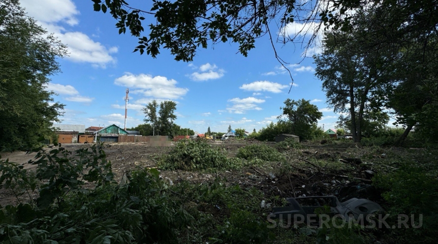 На интересующем «Промсвязьбанк» участке в Омске начали сносить деревья