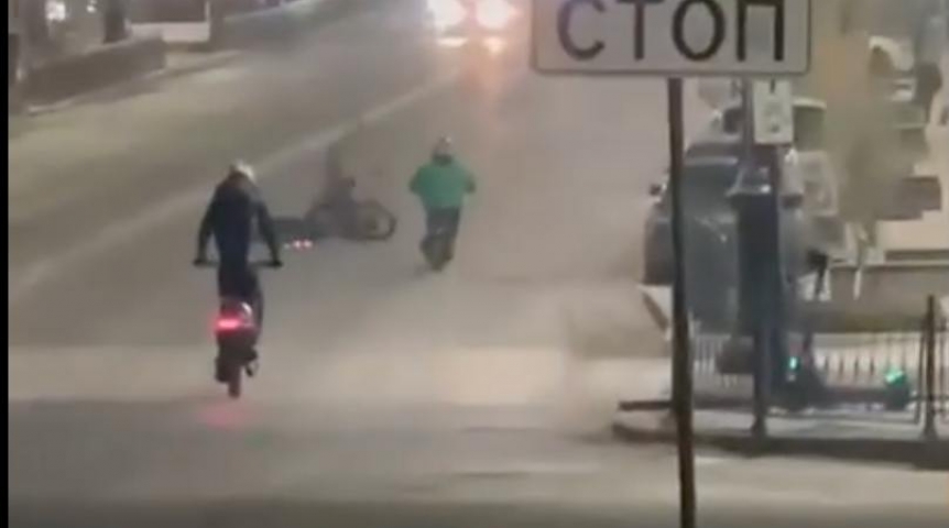 Омич заснял падение трюкача на Ленина