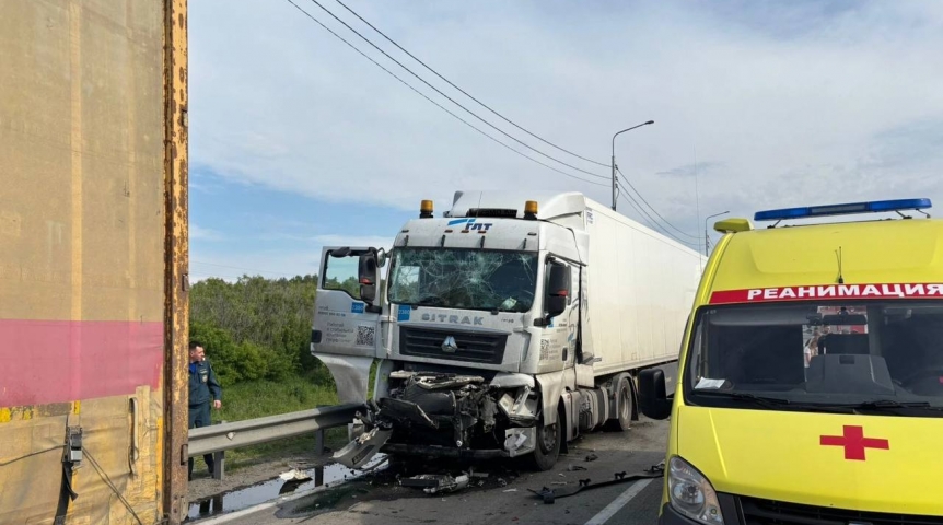 Появилось видео массового ДТП с фурами в Омской области