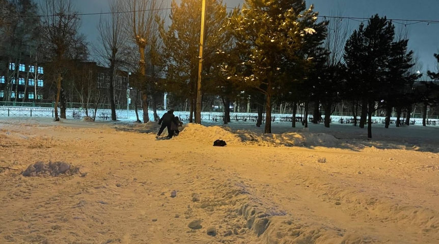 В Омске появилась горка со скатом в бетонный столб