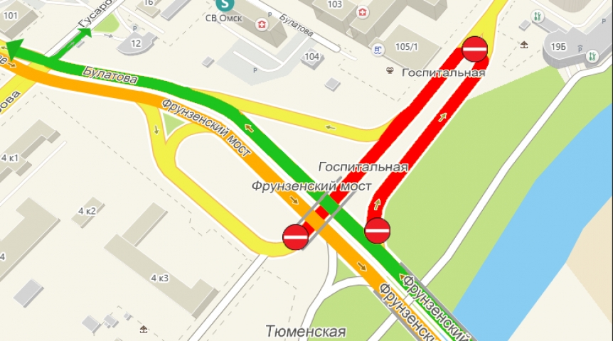 В Омске перекрыли фрунзенскую развязку