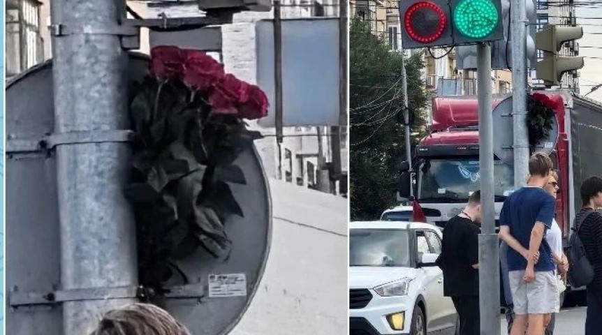 К месту жуткого ДТП на островке безопасности в Омске принесли цветы