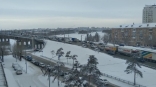 В Омске утром после закрытия Ленинградского моста скопилась мощная пробка