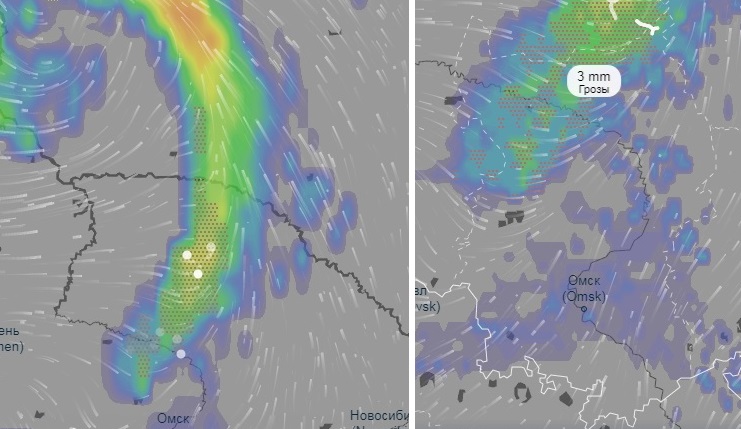 Карта осадков омск и омская область
