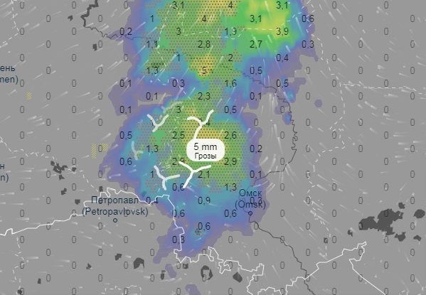 Карта дождя омск