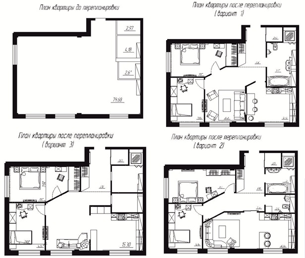 Варианты свободной перепланировки