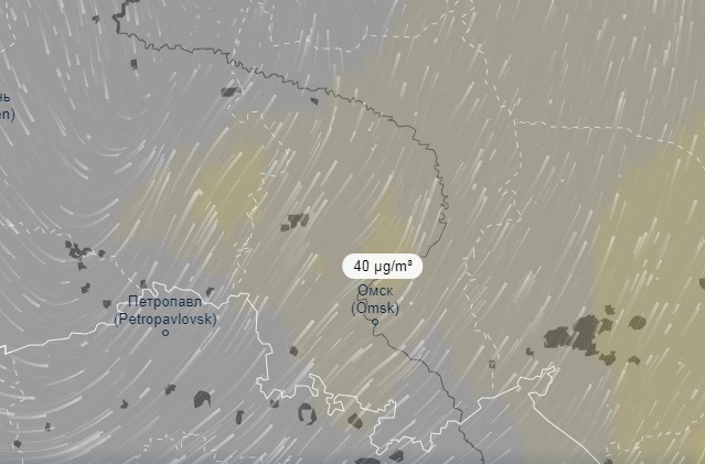 Районы пыльных бурь на карте