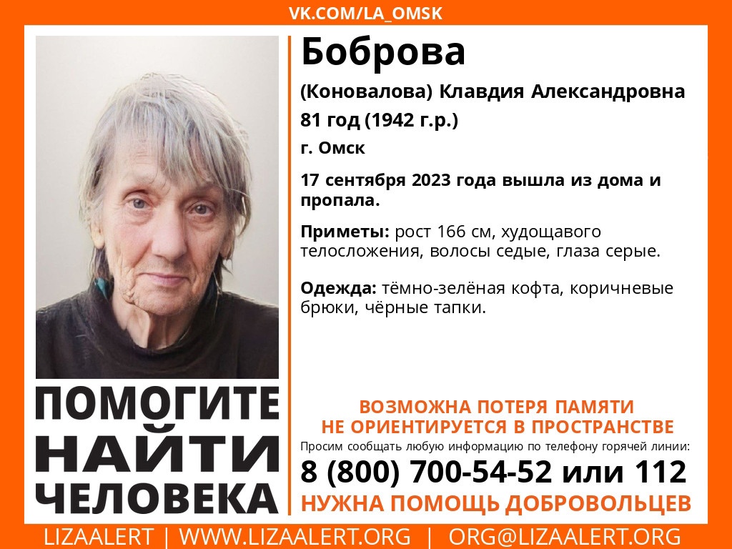 В Омске пропала 81-летняя бабушка с потерей памяти — СуперОмск