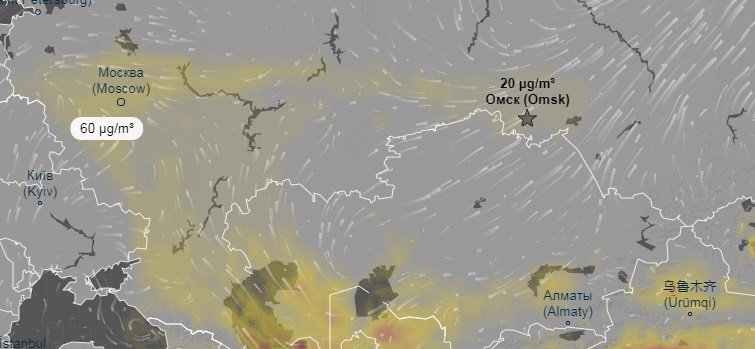 Районы пыльных бурь на карте
