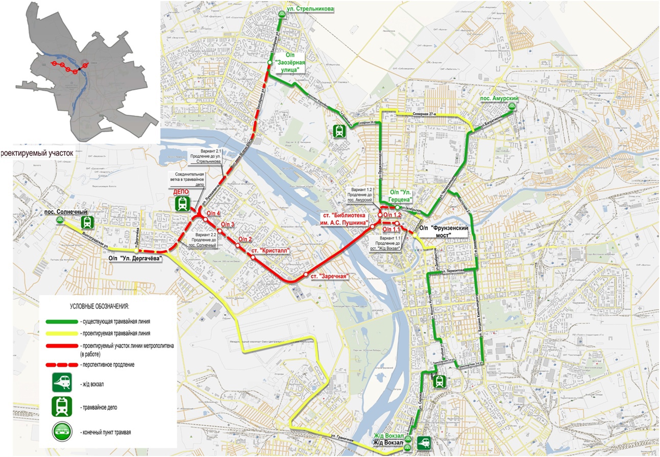 В Омске от Фрунзенского моста запланировали провести трамвайные линии по  трем направлениям — СуперОмск