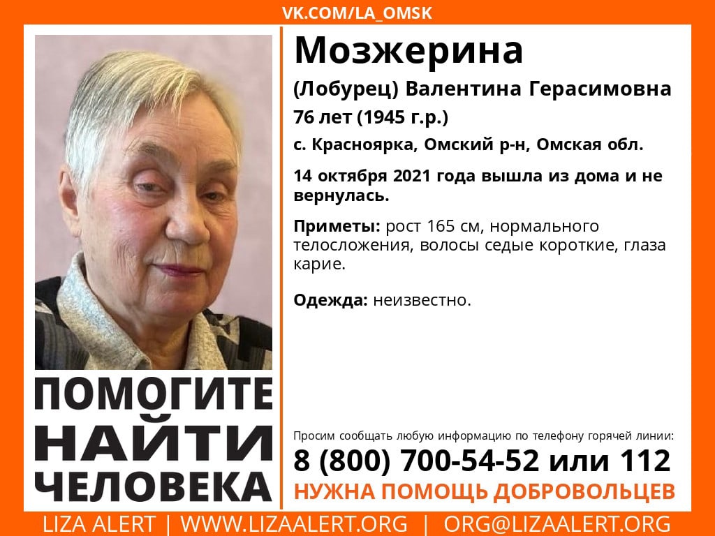 Под Омском объявлены поиски пенсионерки с короткими волосами — СуперОмск