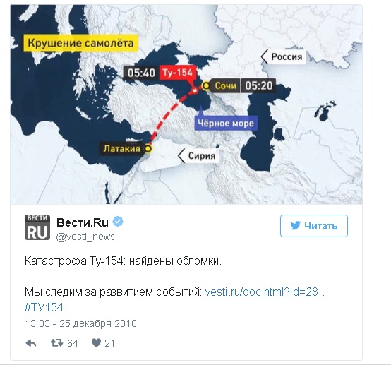 сбитый российский самолет над черным морем